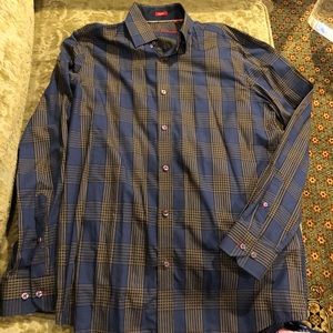 Men's Report Collection Blue Checkered Shirt S